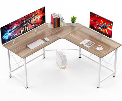 SPYDER HOME DECORE L-Shaped Desk 59" Computer Corner Desk, Home Gaming Desk Solid Wood Office Table