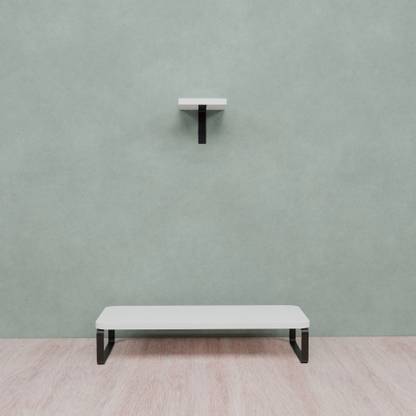 Flux Flux Wooden Monitor Stand Organizer & Wall Mounted Plant Shelf Free Combo(White) Engineered Wood Office Table