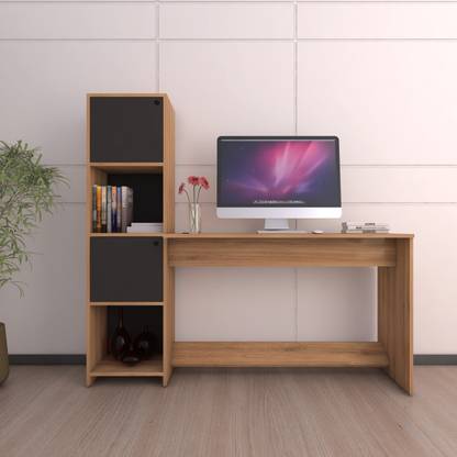spacesbyU Duocia Study Table with Cabinet and Open Storage | Computer Table | Engineered Wood Study Table