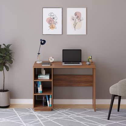 FURNEASER Carren Computer Table, WFH Desk, Gaming Table with Storage Shelf, Shop Counter, Engineered Wood Study Table