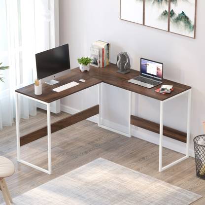 BLUEWUD Corbyn L-Shape Study and Computer Laptop Table for Home or Office, WFH Desk Engineered Wood Multipurpose Table