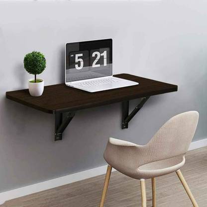 FORKTAIL (16X16 INC Large Brown Wall Mounted Folding Round Corner Engineered Wood Study Table
