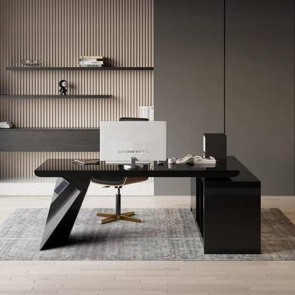 NG Decor Modern L-Shape Executive Desk Drawers & Cabinet Large Office Desk Engineered Wood Office Table