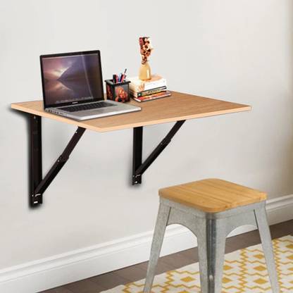 KAWACHI Folding Shelf Wall Mounted, Collapsible Shelf Bracket Table (15.7”x31.5” Intel Beige Wall Mount Table) Engineered Wood Study Table