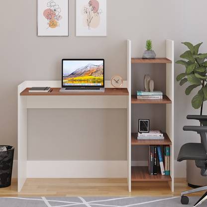 WOODWIDER Sarah WFH Computer Table & Gaming Desk with Bookshelf, Engineered Wood Study Table