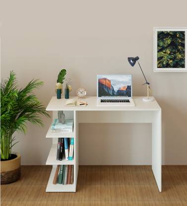 FURNEASER Qualish Computer Table with 3 Shelf, Workstation WFH Laptop Table, Engineered Wood Study Table