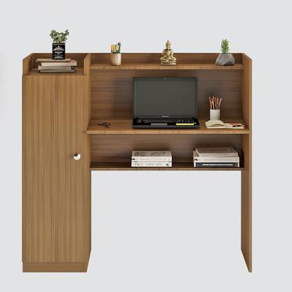 FURNEASER Florian Computer Office Table with BookShelf, WFH Workstation Desk, Engineered Wood Study Table
