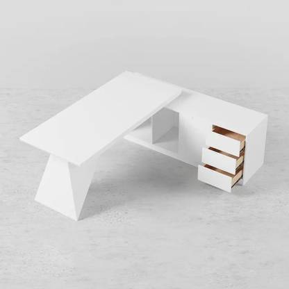 NG Decor 70.9" Modern White L-Shape Executive Desk Drawers & Cabinet Large Office Desk Engineered Wood Office Table