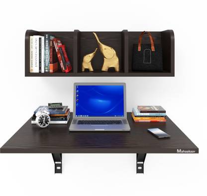 mahaakaay Engineered Wood Wall Mounted StudyTable Desk Display Book Shelf 68X56 CM Wenge Engineered Wood Multipurpose Table