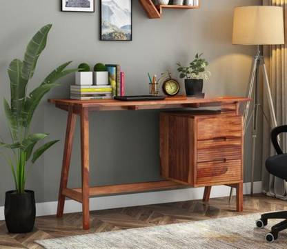AMBICA WOODMART study table with storage, computer desk, wooden computer table, computer table Solid Wood Study Table