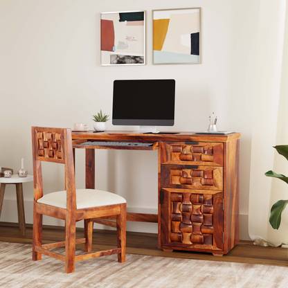 Allie Wood Rosewood ( Shessham ) 2 Drawer And 1 Self Solid Wood Study Table