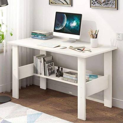 lukzer Office & Study Table (ST-004-White) Engineered Wood Study Table