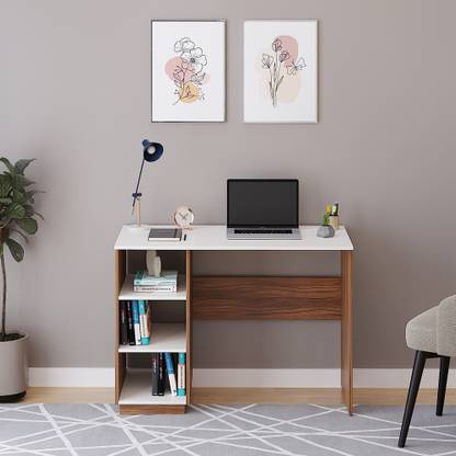 FURNEASER Carren Computer Table, WFH Desk, Gaming Table with Storage Shelf, Shop Counter, Engineered Wood Study Table