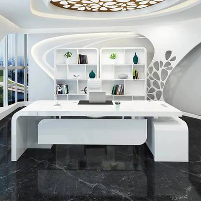 NG Decor L-shaped Modern White Computer Desk Office Deskwith Cabinet & Ample Storages Engineered Wood Office Table
