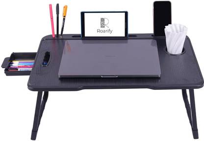 Roarify Premium Wooden Portable Study Table & Laptop Desk for Kids & Adults (Black) Engineered Wood Study Table