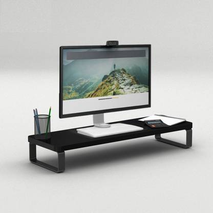 Flux Wooden Monitor Stand Organizer Desktop Ergonomic Monitor Riser Laptop Stand Engineered Wood Office Table