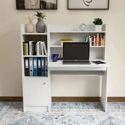 neuspace Phoenix Computer Office Table with BookShelf, Multiple Storage Compartments Engineered Wood Multipurpose Table
