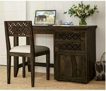 Shree Jeen Mata Enterprises Solid Wood Sheesham Wood Study Table With 1 Chair For Study Room, Office Solid Wood Study Table