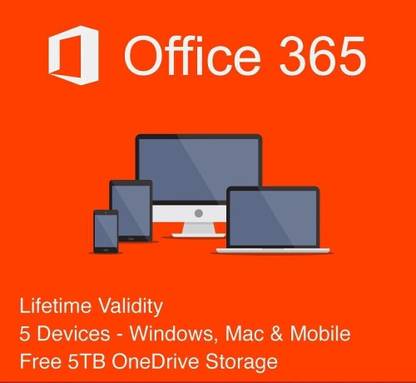 MICROSOFT Office 365 For 5 Users/PC (Lifetime Validity)