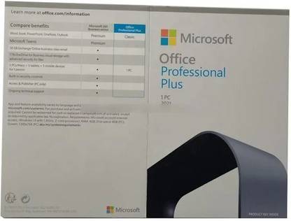 MICROSOFT Office Professional Plus 2021 (1 User, Lifetime Validity) DVD Full Retail Pack