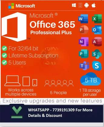 MICROSOFT Office 365 Pro Plus For 5 Users/PC (Lifetime Account) + 5TB ...