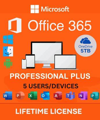 MICROSOFT Office 365 Professional Plus For 5 Devices/Users + 5TB Storage (Lifetime)
