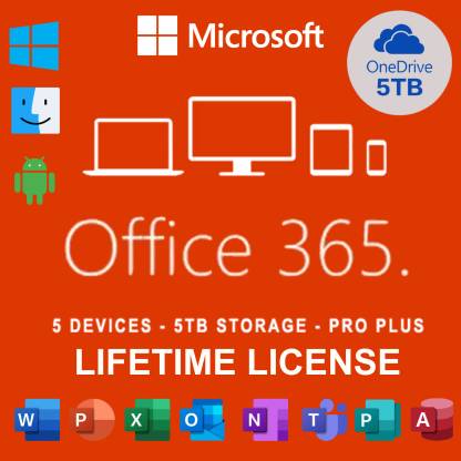MICROSOFT Office 365 Professional Plus (5 Devices/User, Lifetime Validity)