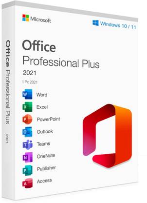 MICROSOFT Office Suit 2021 Lifetime License For Windows ( 32/64) Bit Both Support Single 1 User