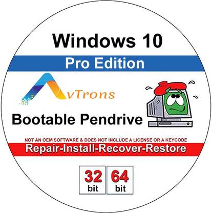 avtrons Windows 10 Professional 64 bit Setup File with bootable Pendrive (without Product key)