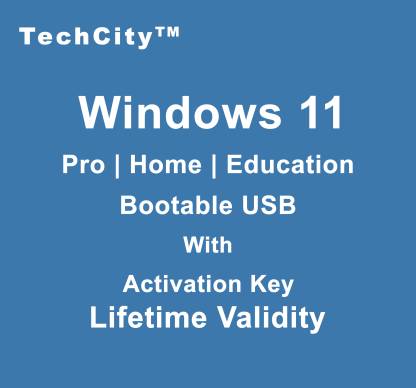 techcity Windows 11 Pro Bootable USB Pro/Home/Education ( 16 Gb ) With Product Key 32 or 64 Bit