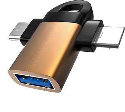 SWAPKART Micro USB, USB Type C, USB OTG Adapter blue,gold,silver,2 in 1 otg adapter type c otg ,micro usb + c c type ,converter adapter type c and usb 2.0 male to female converter cable for pendrive compatible for transmission android (pack of 1)