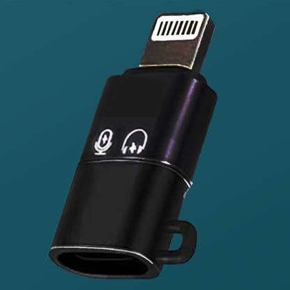 ExpressBuys Black Type-C to iPhone Lightning Jack Convertor for Headphone & Microphone Phone Converter
