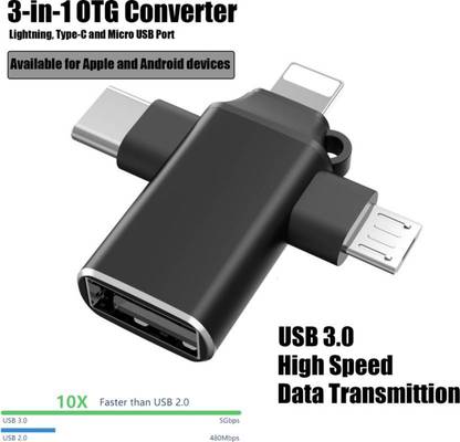 SSVOCATIONPOINT USB Type C, Micro USB, USB, Lightning OTG Adapter