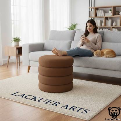 LACKUER ARTS Solid Wood Pouf