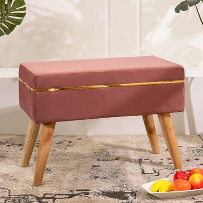 THREADVIBELIVING Solid Wood Standard Ottoman