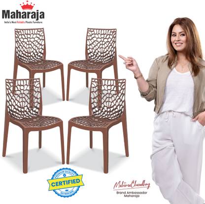 MAHARAJA Wave Stylish Heavy Duty | Stackable | Armless | for Garden and cafeteria Plastic Cafeteria Chair