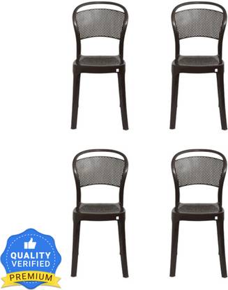 cello Miracle Plastic Set of 4 Chairs (Brown) Plastic Outdoor Chair