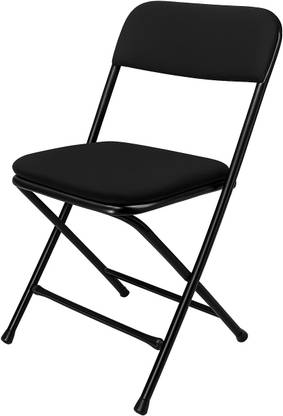 TOBY Premium Black Metal Folding Chair with Padded Seat & Backrest Metal Cafeteria Chair