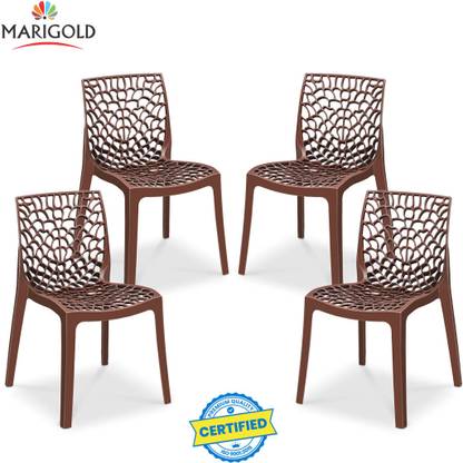 Marigold Wave Stylish Heavy Duty | Stackable | Armless | for Garden and cafeteria Plastic Cafeteria Chair