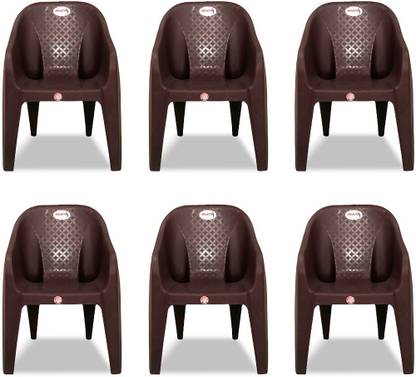 ARLAVYA Mario Model for Home, Garden Plastic Outdoor Chair  (Brown, Set of 6, Pre-assembled) at Rs. 2799