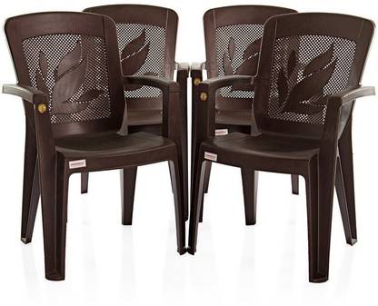 VARMORA ergo premium LIVING ROOM OUTDOOR CAFE HOTAL 150 K,G LOAD CAPACITY SET OF 4 Plastic Outdoor Chair