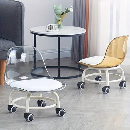 Ashmeo Acrylic 360° Rotatable Transparent Chair (Small) | Mini Space Design Metal Cafeteria Chair