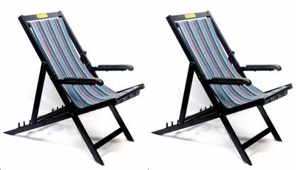 Veenu EASY CHAIR set of 2- FOLDABLE,Black Framed, multi-colored seat, 3 YEARS WARRANTY Metal Outdoor Chair