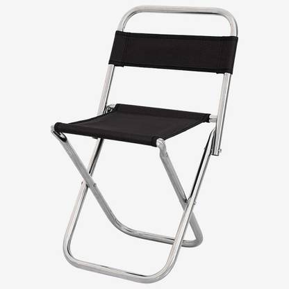 BIGFALCON Premium Folding Camping Outdoor Portable Chair with Backrest (Black Without Bag) Metal Outdoor Chair
