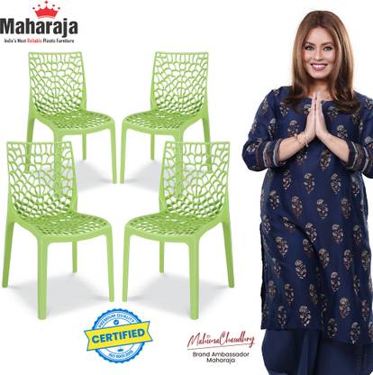 MAHARAJA Wave Plastic Chair for Home, Dhabas | 100% Virgin Plastic | Stackable, Armless Plastic Cafeteria Chair