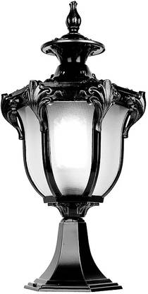 Prop It Up Outdoor Post Light Unique Fixture BLACK Retro Exterior Pole Lantern with 2 inch Pier Mount Base for Garden Patio Pathway, Gate/Pillar Outdoor Lamp, pack of 2 Gate Light Outdoor Lamp