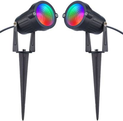 OLIPS LED Spot Light, Spike Garden Light, Focus Light for Home Garden (5 Watt) Automatic 7+ MultiColor Changing Light for Indoor/Outdoor Use (PACK OF 2) Post Light Outdoor Lamp