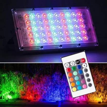 spark world ®100% Original RGB 16 Colours LED Flood Light Multi Color with Remote Waterproof Landscape IP66 (60 Watt) Flood Light Outdoor Lamp