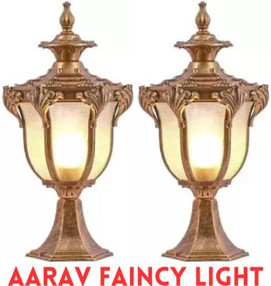 Aarav fancy light Outdoor Gate Light Unique Fixture Bronze Retro Exterior Pole Lantern with 2 inch Pier Mount Base for Garden Patio Pathway, Gate/Pillar Outdoor Lamp, pack of 2 Gate Light Outdoor Lamp