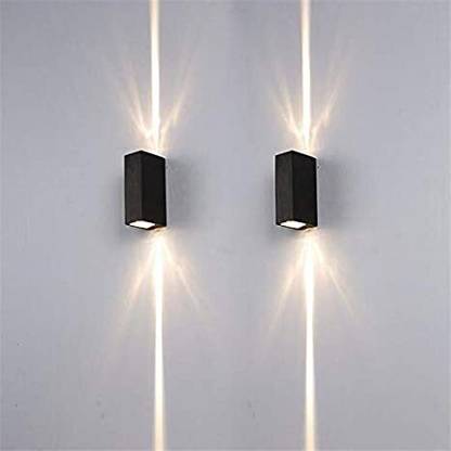 LiteMart 10 Watt LED Up Down Rectangular Cube Light, Black Fixture Body (3000K) Post Light Outdoor Lamp
